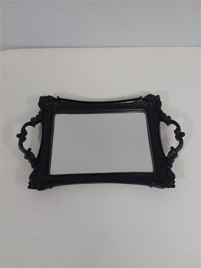Bandeja Espelho Retangular Com Alça Preto Alt2Cm 20Cm X 32Cm - BB Festas Aluguel 