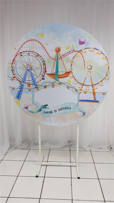 Painel Sublimado Redondo Parque de Diversão 1,30Cm - BB Festas Aluguel 
