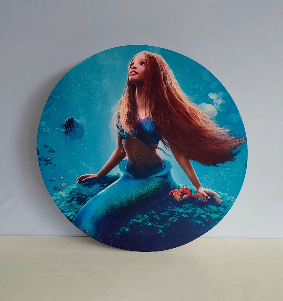 Painel Sublimado Redondo Pequena Sereia 60Cm   - BBFestasAluguel 