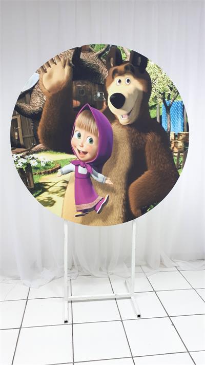 Painel Sublimado Redondo Masha E O Urso 1,30Cm - BBFestasAluguel 
