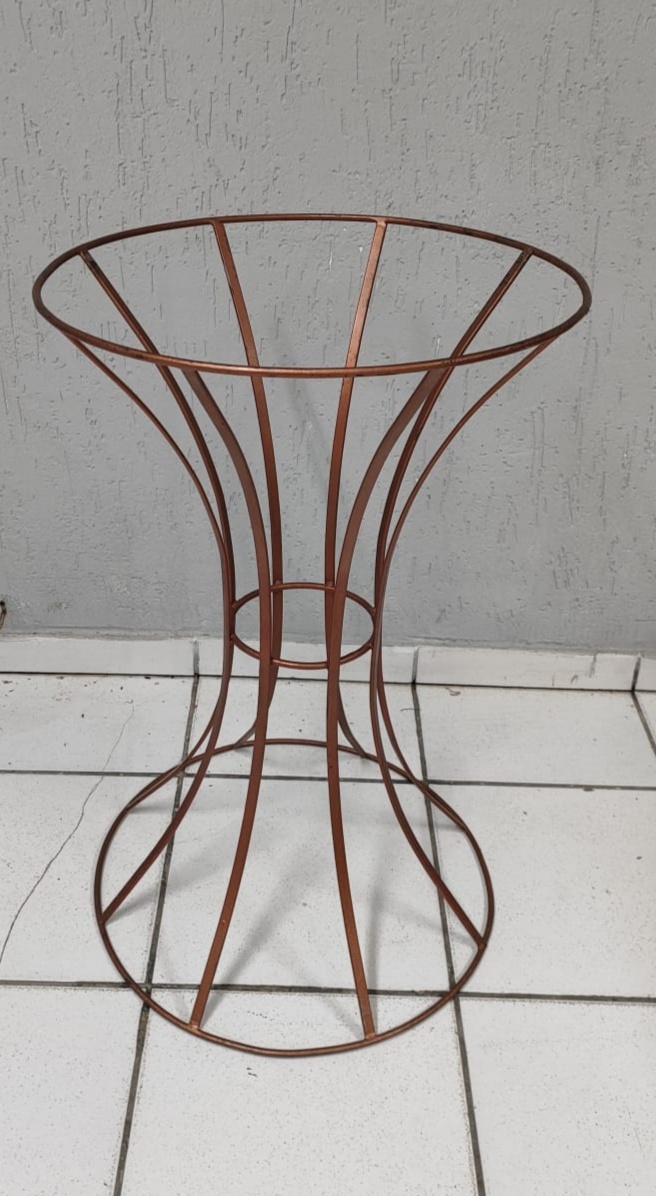 Mesa Pé Telado Curvado Rosê + Tampo G 80Cm Alt X 50Cm Diametro - BBFestasAluguel 