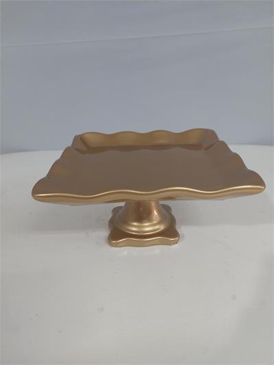 Porta Doce Quadrado M Dourada Alt10Cm 20Cm X 20Cm - BB Festas Aluguel 