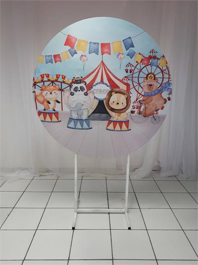 Painel Sublimado Redondo Circo 1,30Cm - BB Festas Aluguel 