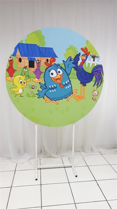 Painel Sublimado Redondo Turma Galinha Pintadinha 1,30Cm - BB Festas Aluguel 