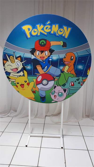 Painel Sublimado Redondo Pokemons 1,30Cm - BB Festas Aluguel 
