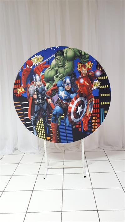 Painel Sublimado Redondo Vingadores 1,30Cm - BB Festas Aluguel 