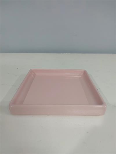 Bandeja Quadrada Reta Sem Pé/M Rosa Claro 2Cm Alt X 15Cm Diametro - BB Festas Aluguel 