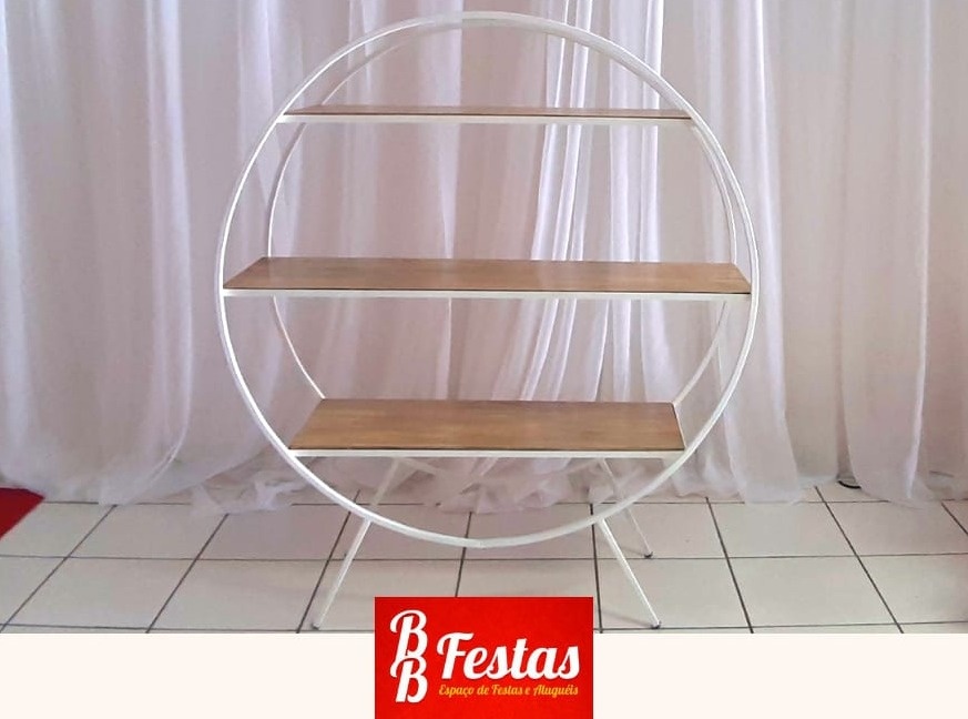 Estante Redonda Branca 1,40M Alt X 1,20M - BB Festas Aluguel 