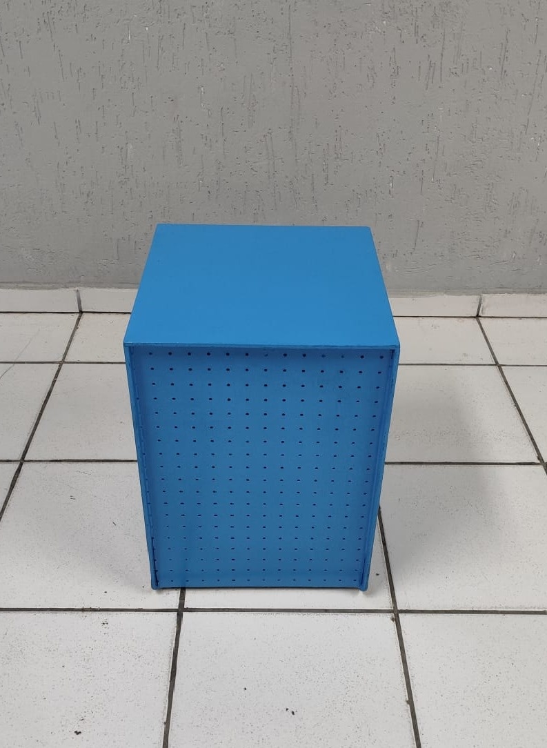 Cubo P Poá Azul Escuro 50Cm Alt X 36Cm Diametro  - BB Festas Aluguel 
