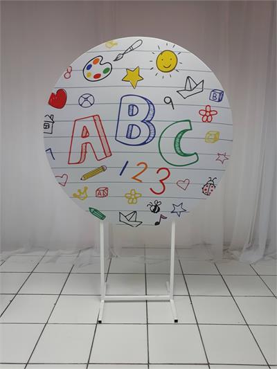 Painel Sublimado Redondo Abc Papel 1,30Cm - BB Festas Aluguel 