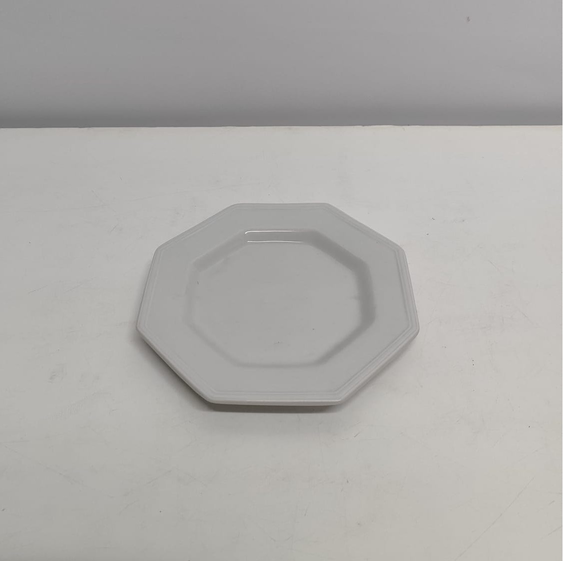 Dúzia Prato de Sobremesa Octagonal  - BB Festas Aluguel 