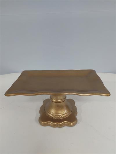 Porta Doce Retangular Babado Dourada Bronze Alt13Cm 26Cm X 15Cm - BB Festas Aluguel 