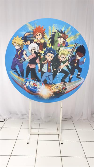 Painel Sublimado Redondo Beyblade 1,30Cm - BB Festas Aluguel 
