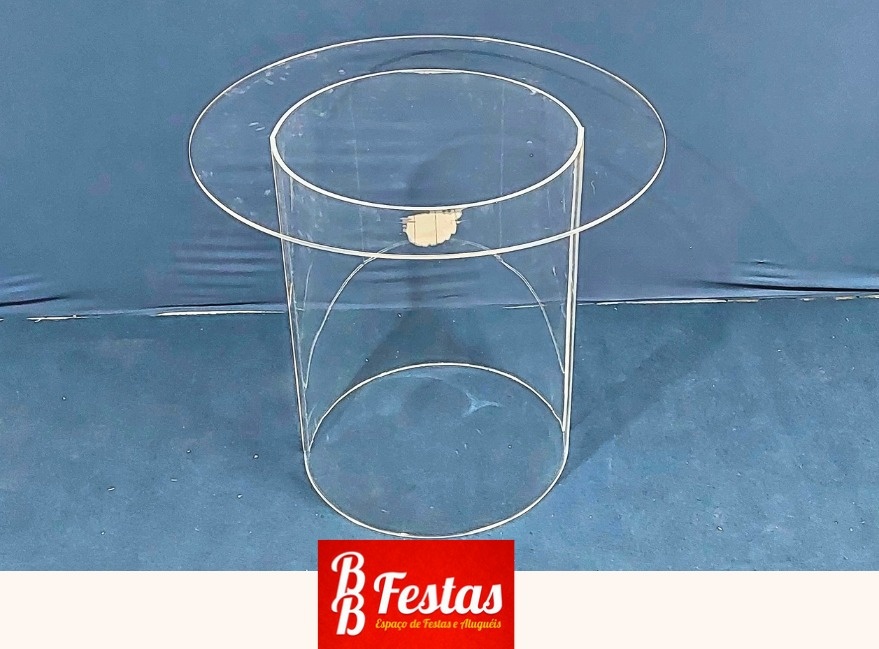 Mesa Redonda Em Acrílico 8Mm 90Cm Diametro  - BB Festas Aluguel 
