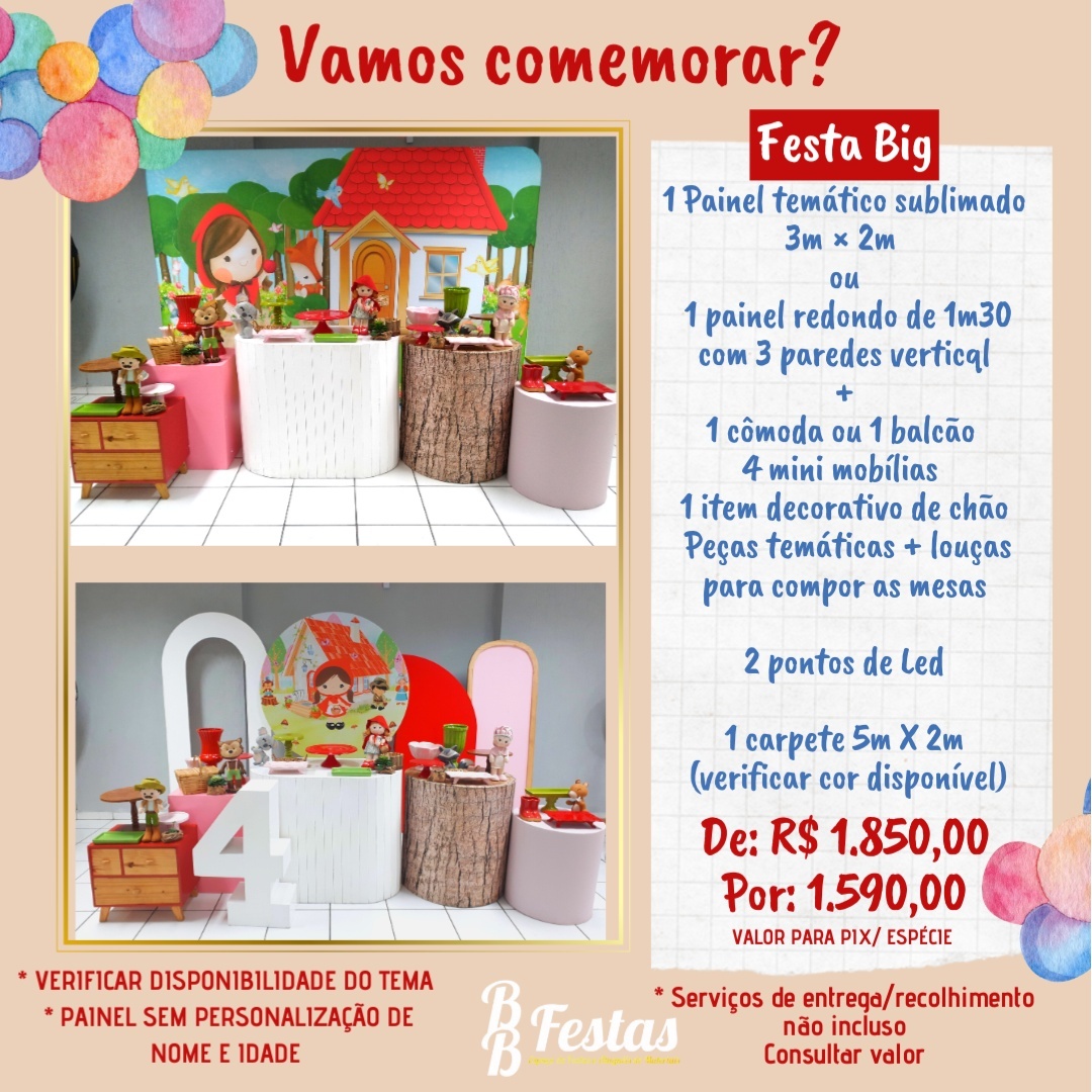 Kit Festa Big  - BB Festas Aluguel 