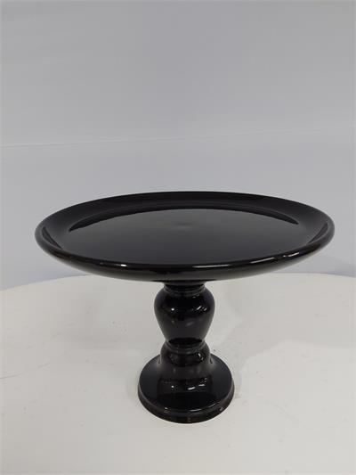 Porta Doce Pé Torneado Alto Preto 23Cm Alt  X 30Cm Diametro - BB Festas Aluguel 