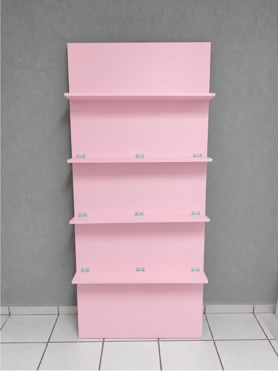 Painel Madeira Prateleira Rosa Claro 1,80M Alt X 80Cm Larg (Pé 10Mm) - BBFestasAluguel 