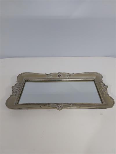 Bandeja Espelho Retangular Cinza Envelhecido Alt3Cm 18Cm X 33Cm - BB Festas Aluguel 