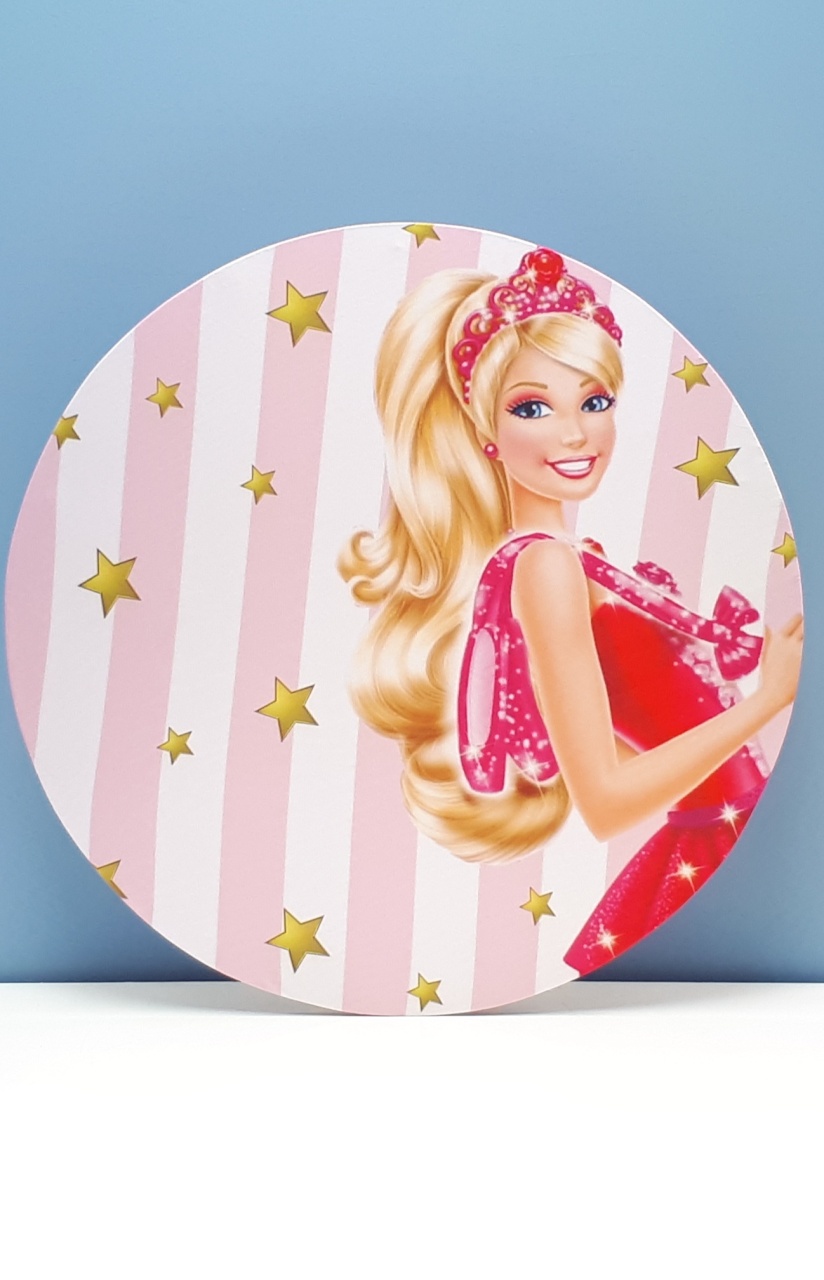 Painel Sublimado Redondo Barbie  60Cm - BB Festas Aluguel 