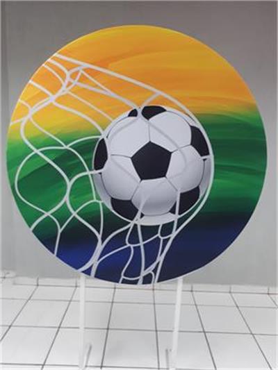 Painel Sublimado Redondo Bola Na Rede Fundo  Brasil 1,30Cm - BB Festas Aluguel 