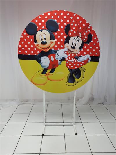 Painel Sublimado Redondo Mickey E Minne 1,30Cm - BB Festas Aluguel 