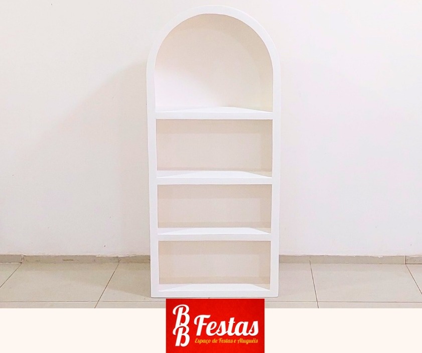 Estante Oval Mdf Branca 1,60M Alt X 70Cm Larg - BB Festas Aluguel 