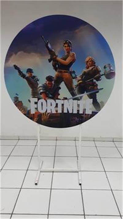 Painel Sublimado Redondo Fortnite 1,30Cm - BB Festas Aluguel 