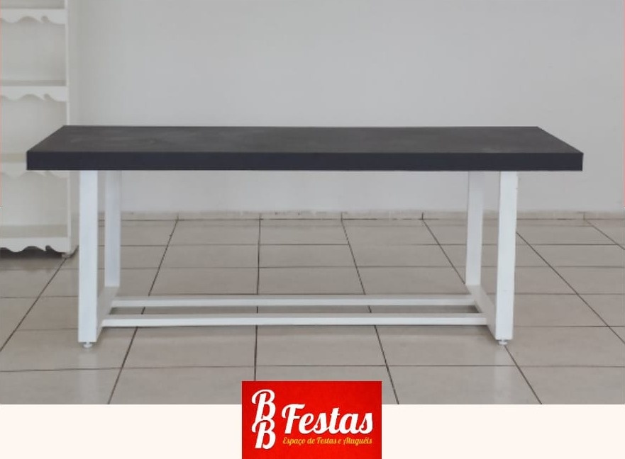 Mesa Base Retangular Com Tampo Rústico Formicado 80Cm Alt X 2,20M Larg X 80Cm Comp - BB Festas Aluguel 