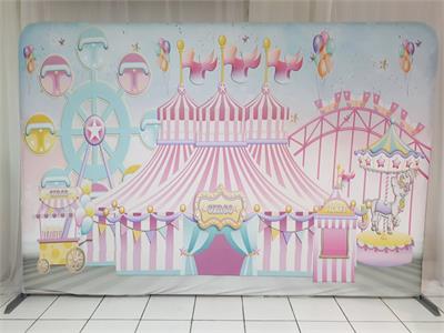Painel Sublimado Circo Rosa 3M X 2M - BB Festas Aluguel 