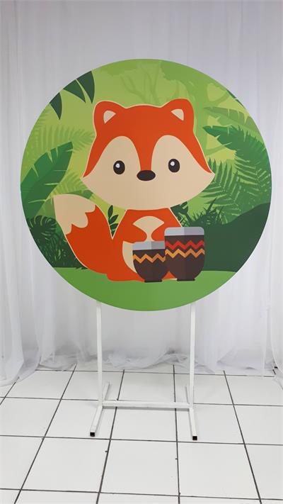 Painel Sublimado Redondo Raposa 1,30Cm - BB Festas Aluguel 