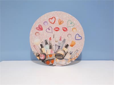 Painel Sublimado Redondo Maquiagem 60Cm - BB Festas Aluguel 