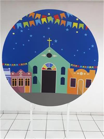 Painel Sublimado Redondo Igreja São João 1,30Cm - BB Festas Aluguel 