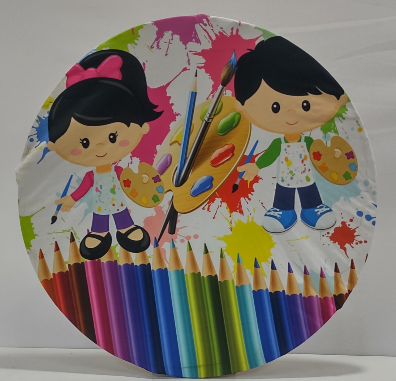 Painel Sublimado Redondo Pintando 7 (Modelo B) 60Cm - BBFestasAluguel 