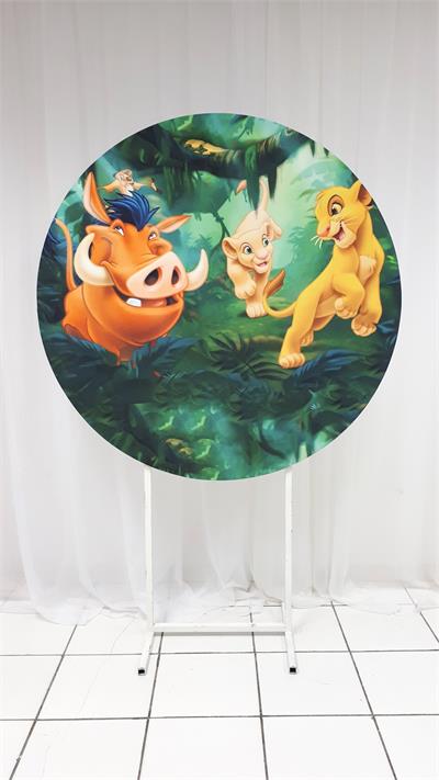 Painel Sublimado Redondo Rei Leao 1,30Cm - BB Festas Aluguel 
