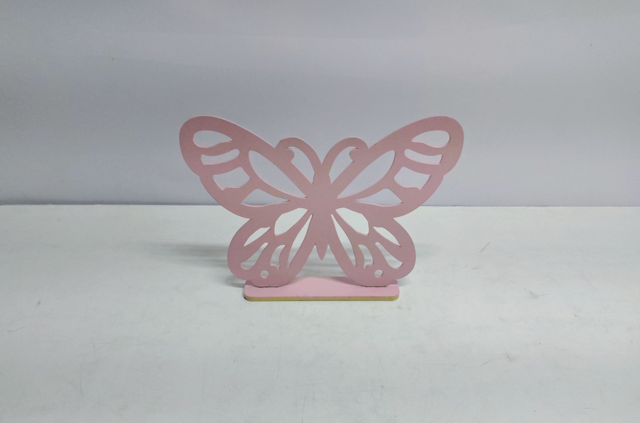 Totem Borboleta Rosa  21Cm Alt X 29Cm Larg  - BB Festas Aluguel 
