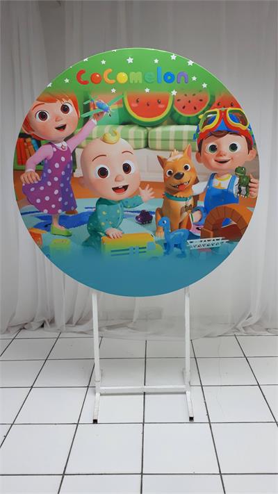 Painel Sublimado Redondo Cocomelon 1,30Cm - BB Festas Aluguel 