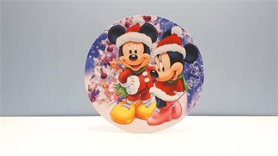 Painel Sublimado Redondo Natal Mickey Minne  60Cm - BB Festas Aluguel 