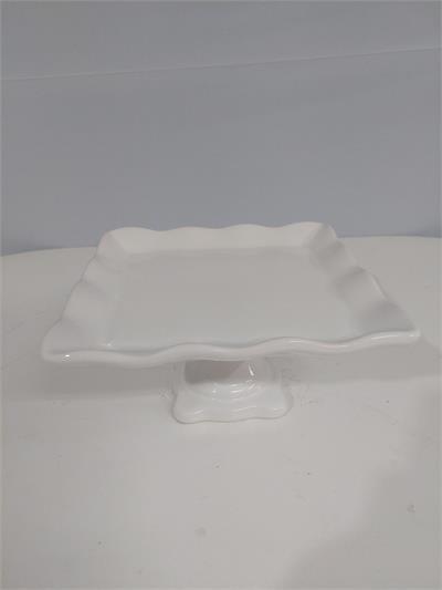 Porta Doce Quadrado Babado/M Branco 10Cm Alt X 20Cm Diametro - BB Festas Aluguel 