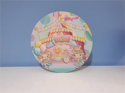 Painel Sublimado Redondo Circo Rosa 60Cm - BB Festas Aluguel 