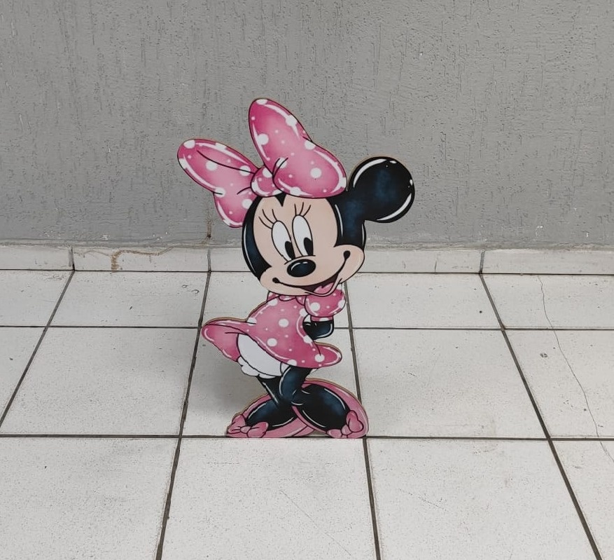 Totem de Chão Minne Vestido Rosa 70Cm X 38Cm  - BB Festas Aluguel 