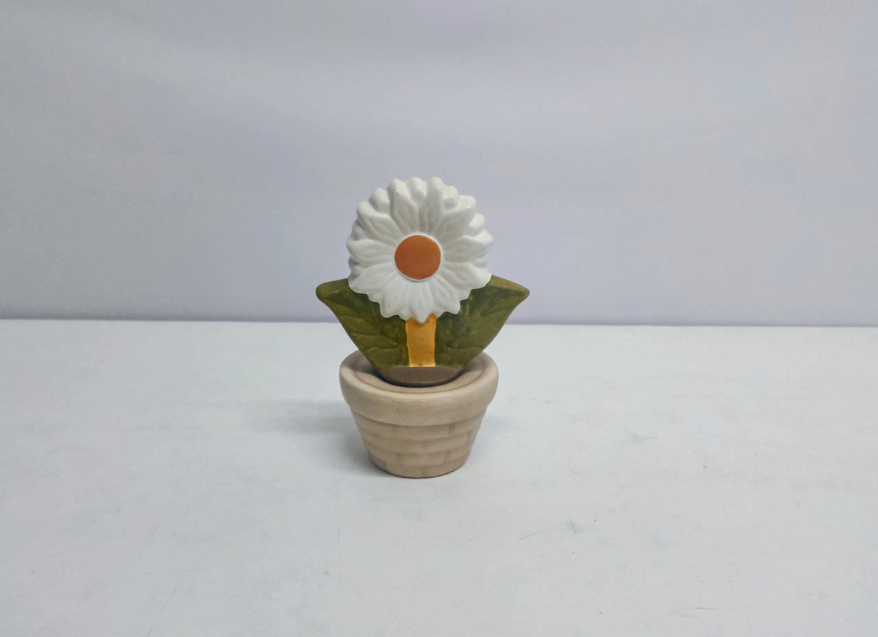 Mini Flor Branca Em Vaso Decorativa 17Cm Alt X 10Cm Diametro - BB Festas Aluguel 
