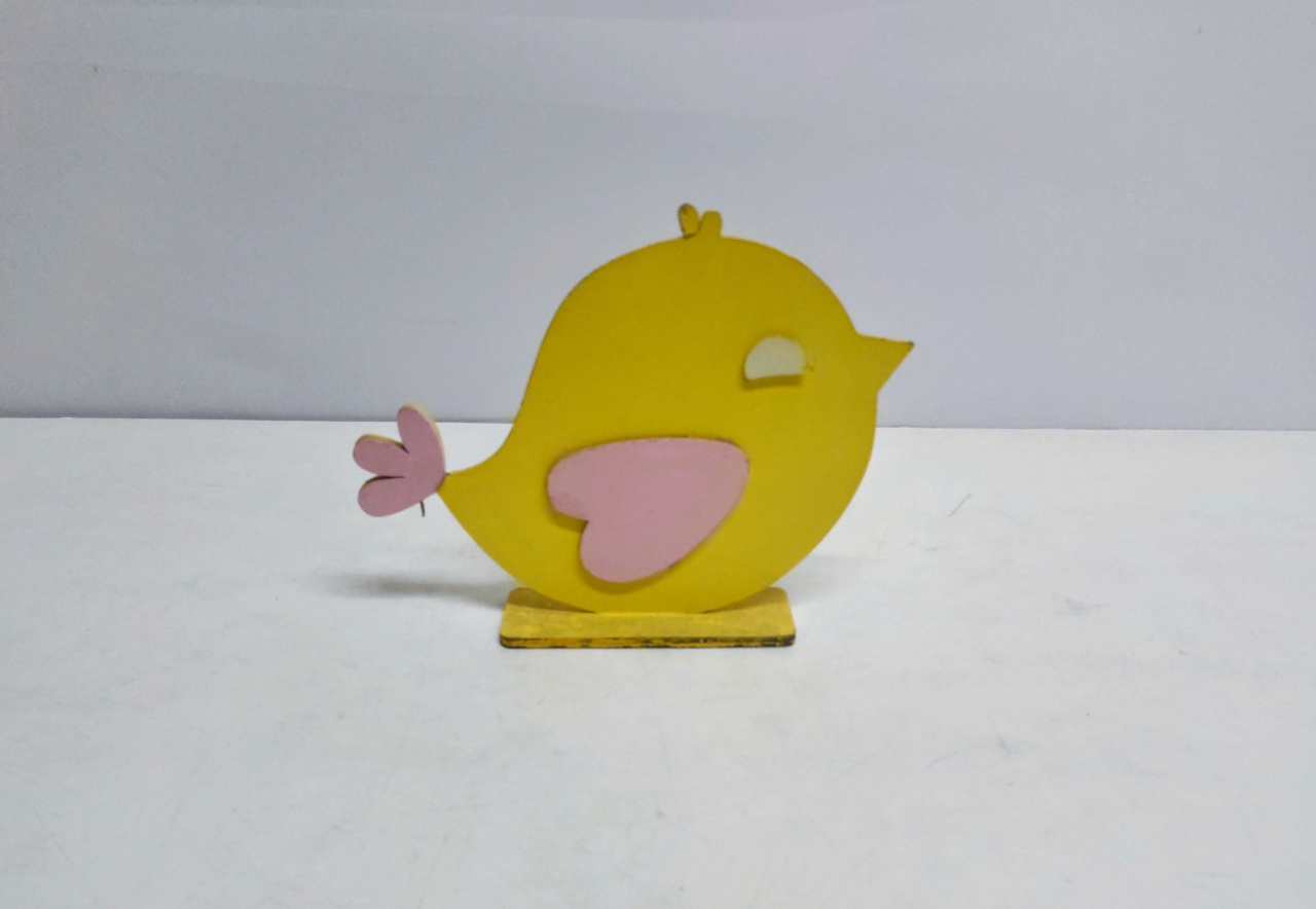 Totem Passarinho Amarelo 19Cm Alt X 23Cm Larg  - BB Festas Aluguel 