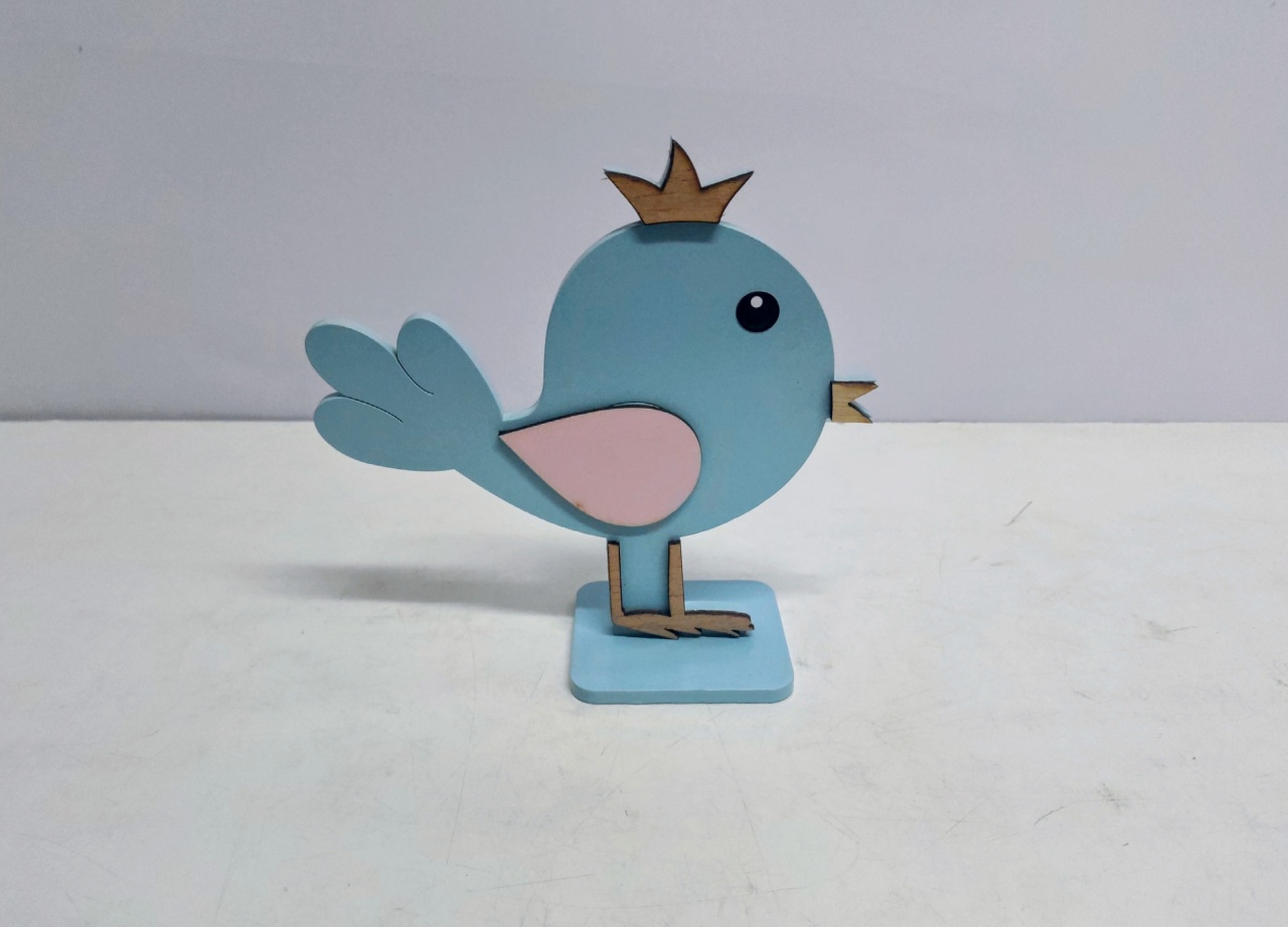 Totem Passarinho Azul 20Cm Alt X 21Cm Larg  - BB Festas Aluguel 