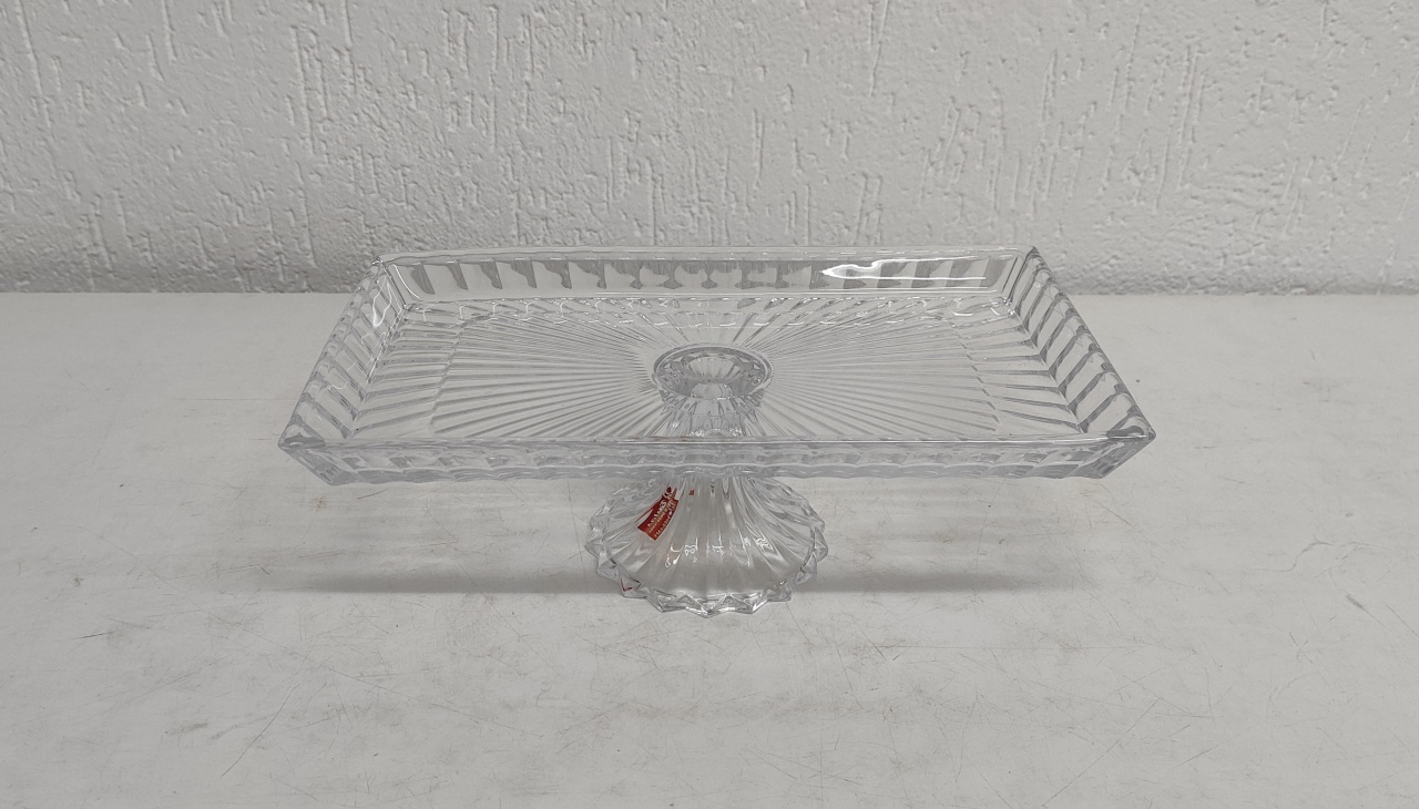 Porta Doce Retangular Cristal Trabalhada - BB Festas Aluguel 