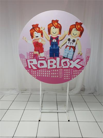 Painel Sublimado Redondo Meninas Roblox 1,30Cm - BB Festas Aluguel 