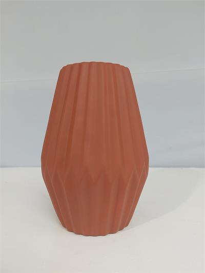 Vaso Fosco 3D Canelado Baixo Terracota 21Cm X 9Cm - BB Festas Aluguel 