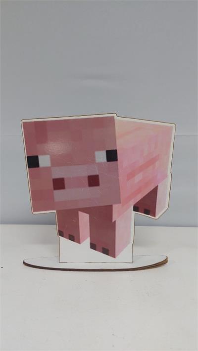 Totem Porco Em Mdf (Minecraft) 25Cm X 25Cm - BB Festas Aluguel 