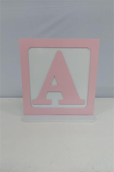 Totem Letra A Rosa Claro Em Mdf (Abc) 20Cm X 20Cm - BB Festas Aluguel 
