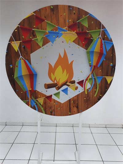 Painel Sublimado Redondo Fogueira São João 1,30Cm - BB Festas Aluguel 