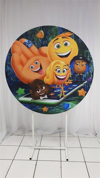 Painel Sublimado Redondo Emoji 1,30Cm - BB Festas Aluguel 